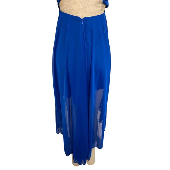 Strapless B. Smart Royal Blue High-Low Dress With Beaded Bodice - Picture 5 of 9